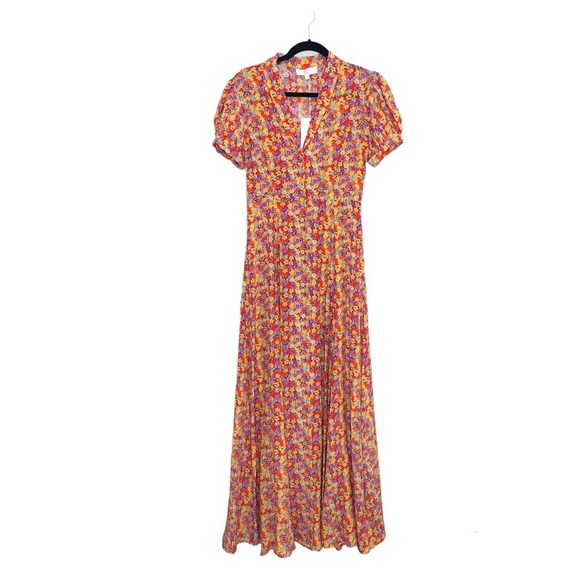 NWT Caroline Constas Bel Silk Ditsy Floral Button Up Boho Maxi Dress - Picture 5 of 10